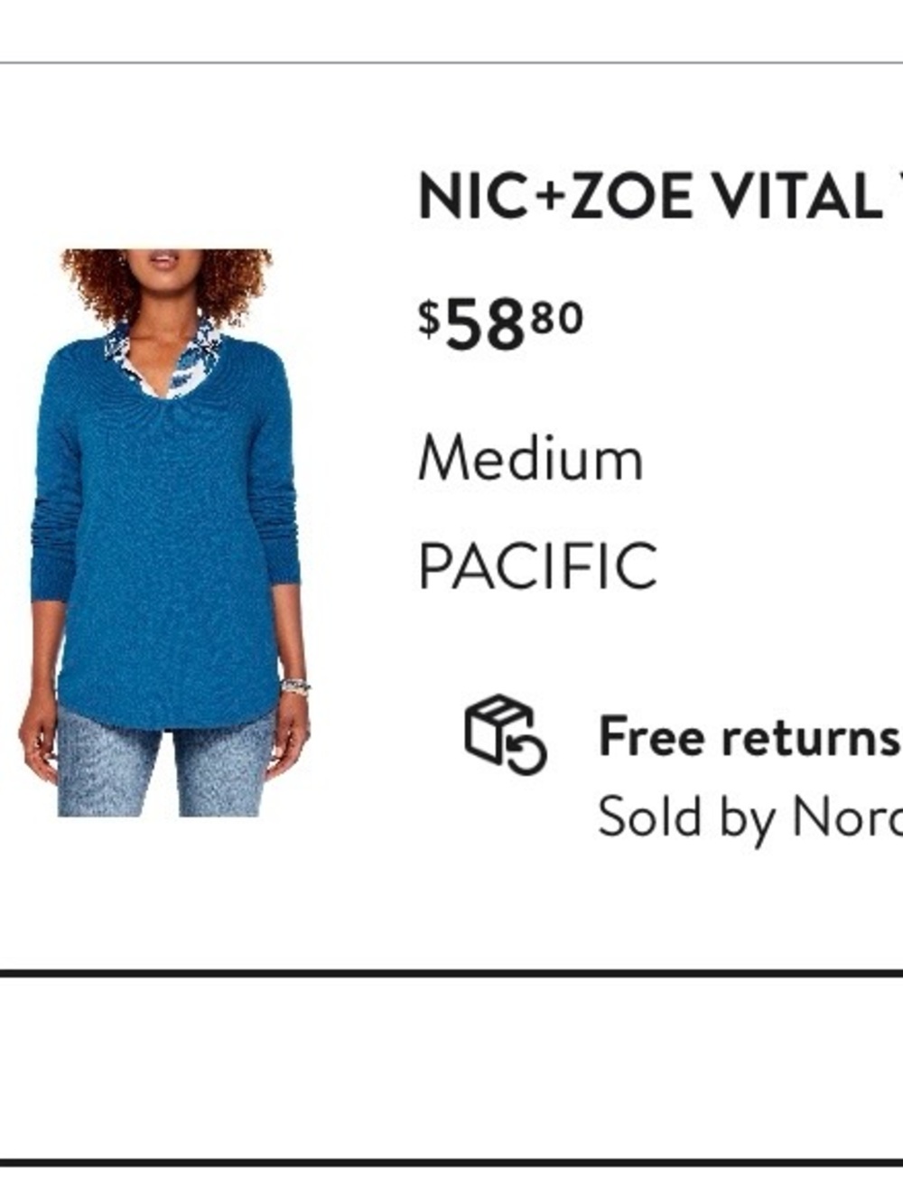 NIC+ZOE all season Blue V-Neck Sweater